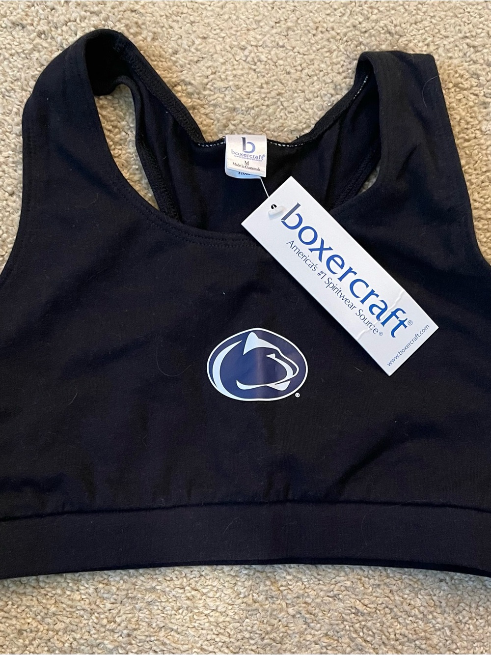Penn State boxercraft Black Racerback Sports Bra Med NWT